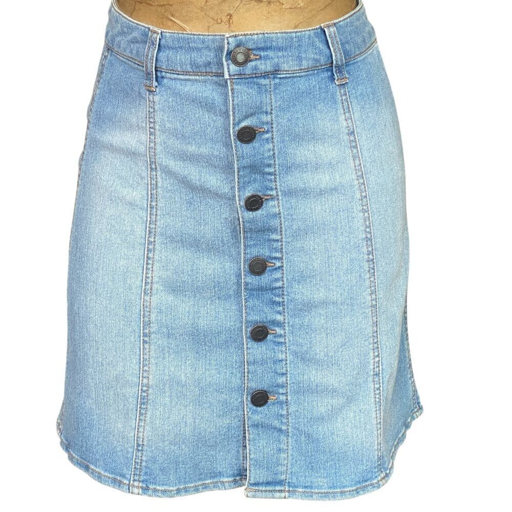 Mossimo Denim Button Front Skirt Sz 4‎ Lightwash Blue #127N